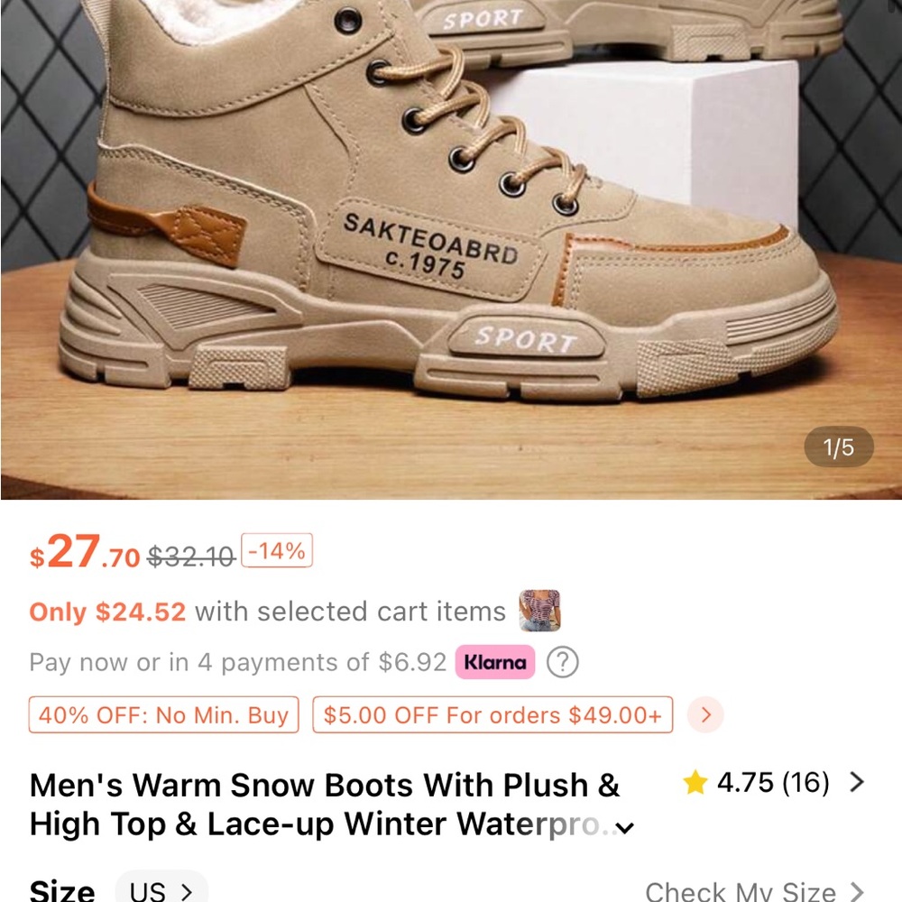 Men's Tan Snow Boots